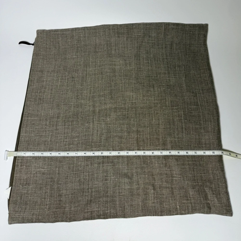 Pottery Barn‎ Linen Square Pillowcase 24x24 Brown Tan Zipper Luxury Home Decor